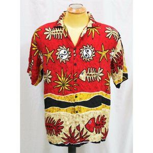 Bindya Beach Camp Shirt Men's M Rayon Button Front